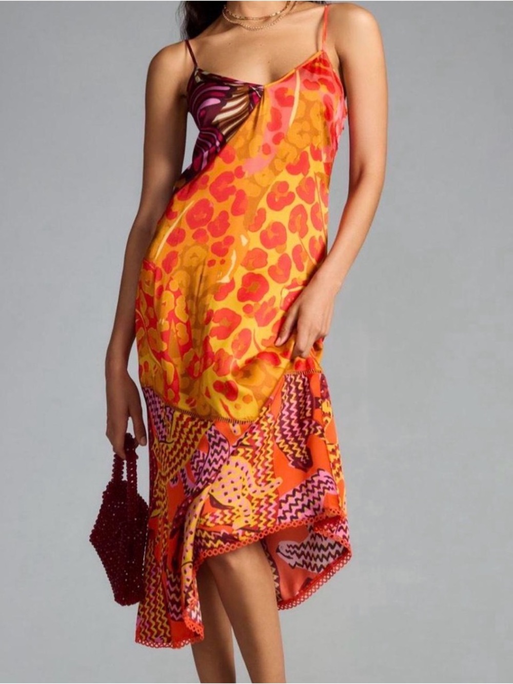 Farm Rio x Anthropologie Printed Slip MIDI Dress BNWT no longer sold reg. $230